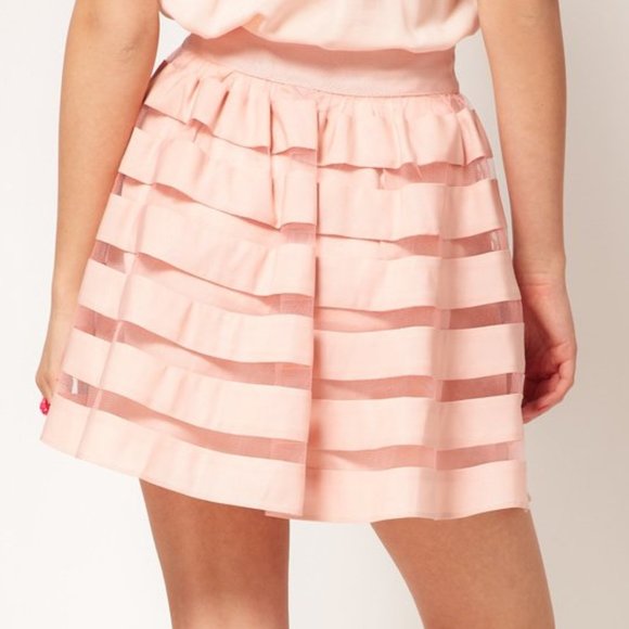 ASOS Mini Skirt in Sheer and Solid Stripe - Picture 2 of 7